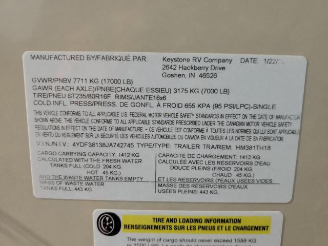 4YDF38138JA742745 - 2018 KEYSTONE MONTANA BLACK photo 10