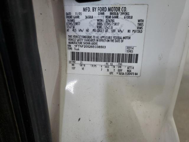 1FTNF20526EC08503 - 2006 FORD F250 SUPER DUTY WHITE photo 12