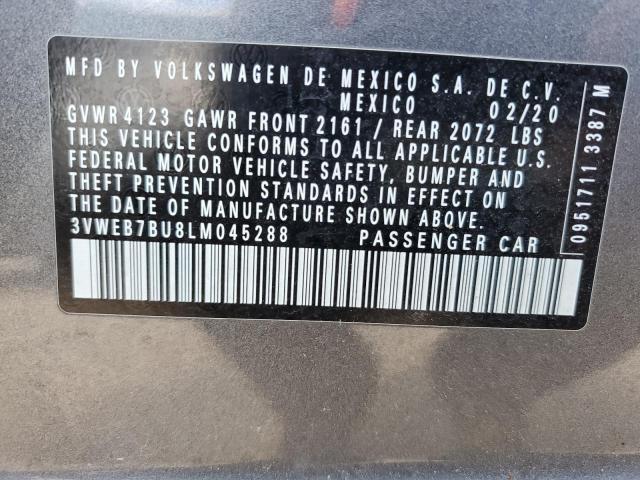 3VWEB7BU8LM045288 - 2020 VOLKSWAGEN JETTA SEL GRAY photo 12
