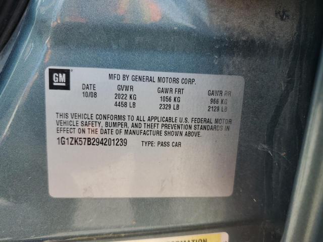 1G1ZK57B294201239 - 2009 CHEVROLET MALIBU LTZ ლურჯი ფოტო 12