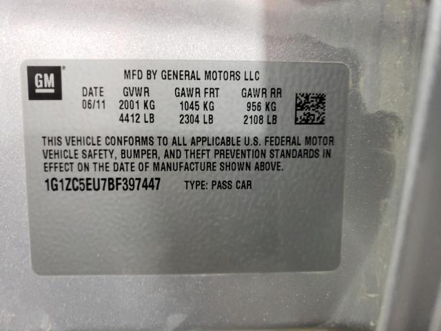 1G1ZC5EU7BF397447 - 2011 CHEVROLET MALIBU 1LT 银色 照片 13