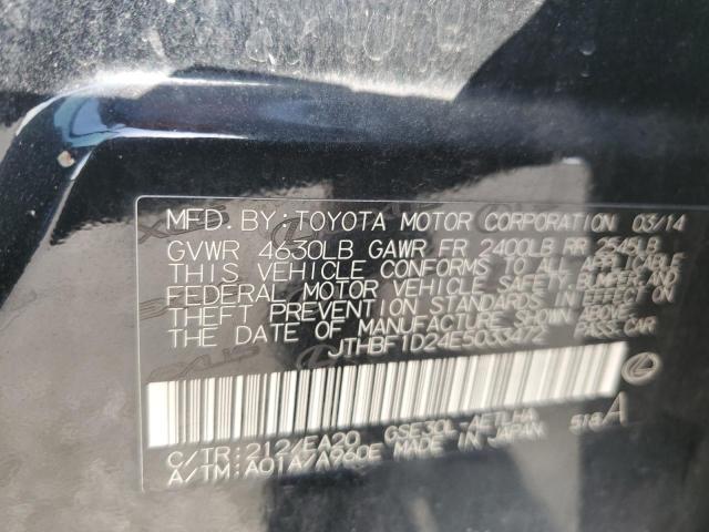 JTHBF1D24E5033472 - 2014 LEXUS IS 250 BLACK photo 12