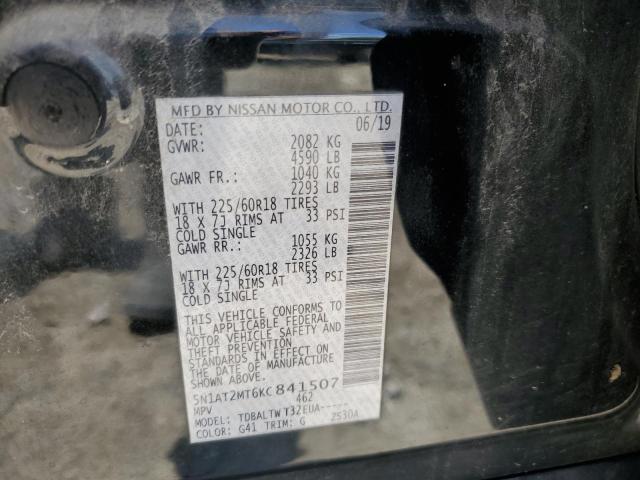 5N1AT2MT6KC841507 - 2019 NISSAN ROGUE S შავი ფოტო 13