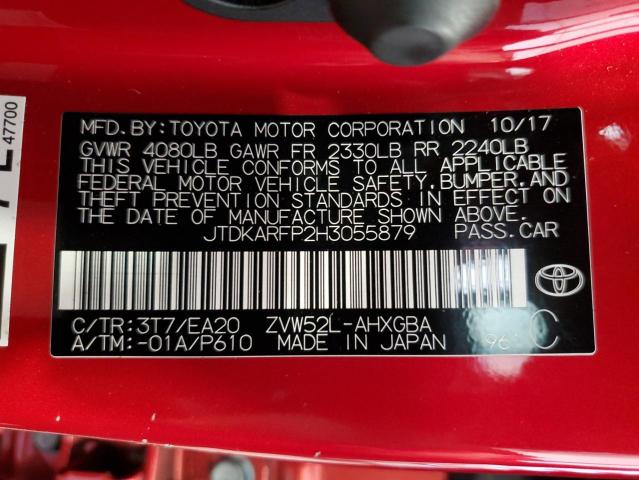 JTDKARFP2H3055879 - 2017 TOYOTA PRIUS PRIM Qırmızı foto 13