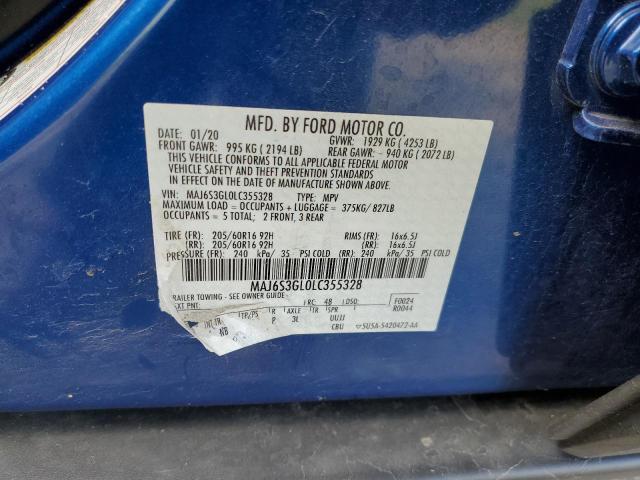 MAJ6S3GL0LC355328 - 2020 FORD ECOSPORT SE Mavi foto 12