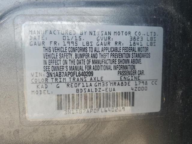 3N1AB7AP0FL640209 - 2015 NISSAN SENTRA S GRAY photo 12