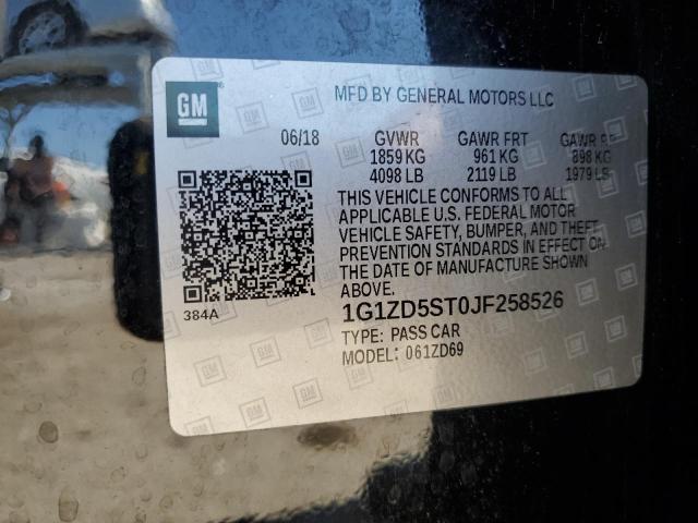 1G1ZD5ST0JF258526 - 2018 CHEVROLET MALIBU LT BLACK photo 12