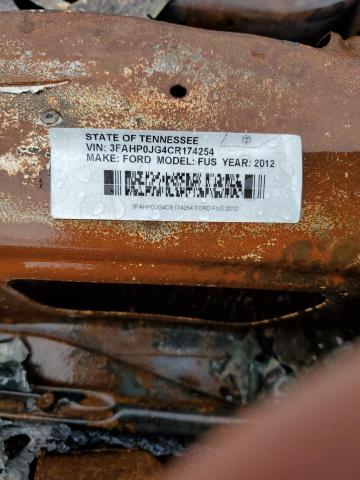 3FAHP0JG4CR174254 - 2012 FORD FUSION SEL BURN photo 12