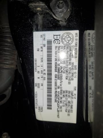 1FADP3K23FL251167 - 2015 FORD FOCUS SE BLACK photo 12