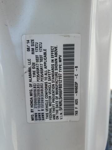 5FNRL5H66FB012197 - 2015 HOND ODYSSEY EXL WHITE photo 14