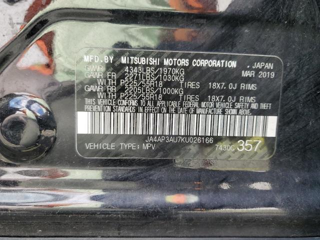 JA4AP3AU7KU026166 - 2019 MITSUBISHI OUTLANDER ES Qara foto 12
