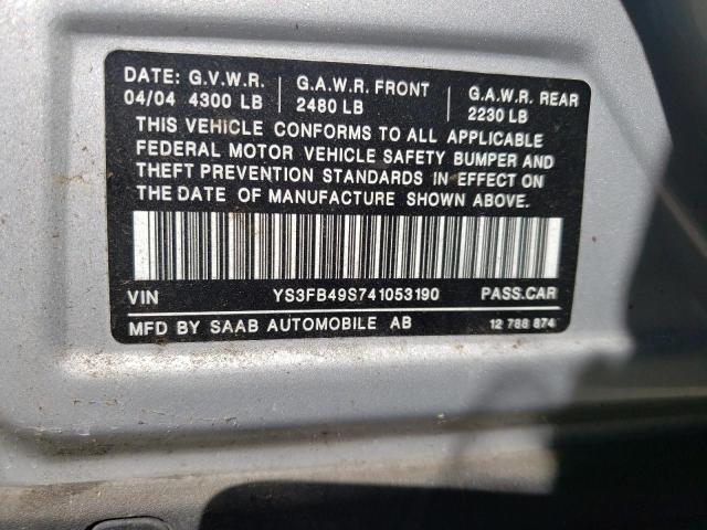 YS3FB49S741053190 - 2004 SAAB 9-3 LINEAR SILVER photo 12