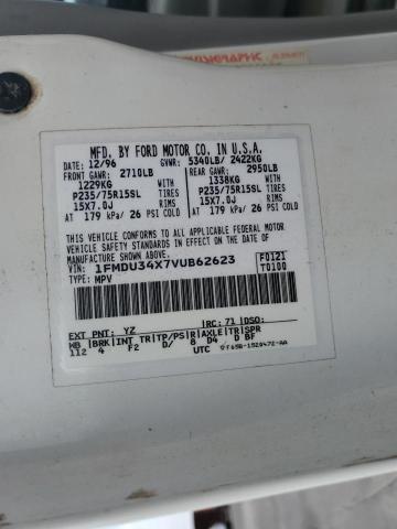 1FMDU34X7VUB62623 - 1997 FORD EXPLORER WHITE photo 12