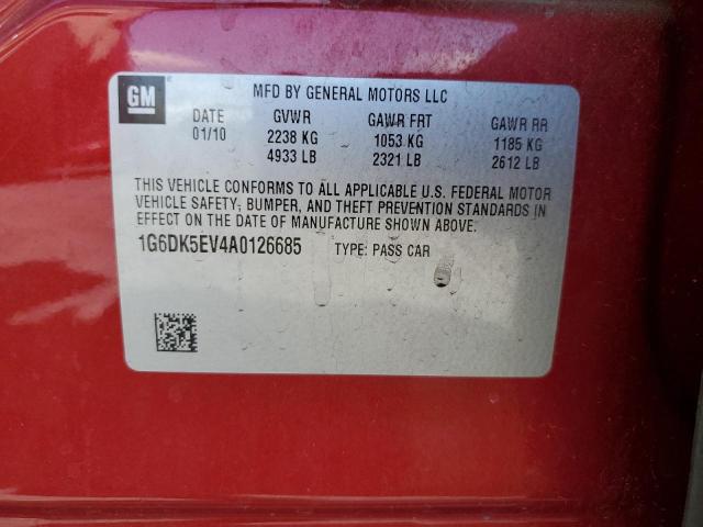 1G6DK5EV4A0126685 - 2010 CADILLAC CTS PERFORMANCE COLLECTION Красный фото 12