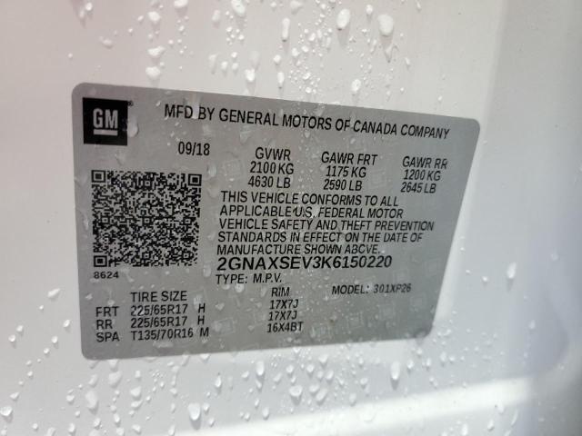 2GNAXSEV3K6150220 - 2019 CHEVROLET EQUINOX LS თეთრი ფოტო 13