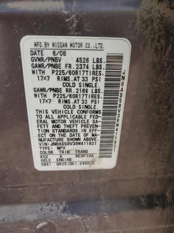 JN8AS58V38W411921 - 2008 NISSAN ROGUE S TAN photo 14