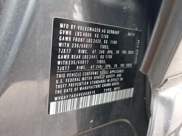 WVGAV7AX4HK048915 - 2017 VOLKSWAGEN TIGUAN S GRAY photo 13