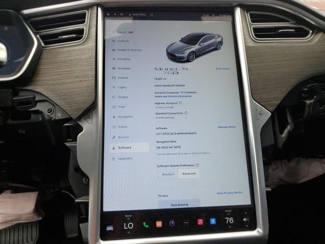 5YJSA1E23FF120083 - 2015 TESLA MODEL S Արծաթագույն լուսանկար 9