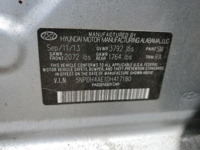 5NPDH4AE1DH417180 - 2013 HYUNDAI ELANTRA GLS SILVER photo 13