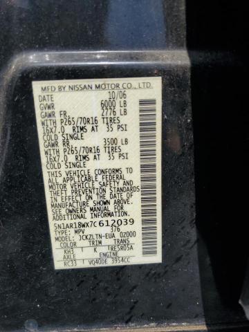 5N1AR18WX7C612039 - 2007 NISSAN PATHFINDER LE BLACK photo 13