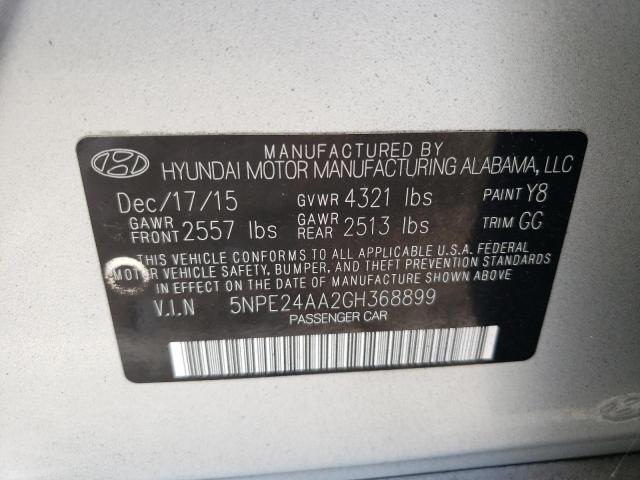 5NPE24AA2GH368899 - 2016 HYUNDAI SONATA ECO SILVER photo 12