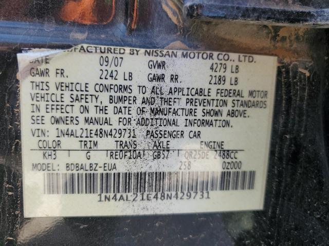 1N4AL21E48N429731 - 2008 NISSAN ALTIMA 2.5 BLACK photo 13