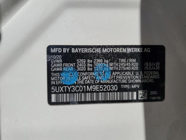 5UXTY3C01M9E52030 - 2021 BMW X3 SDRIVE30I WHITE photo 12