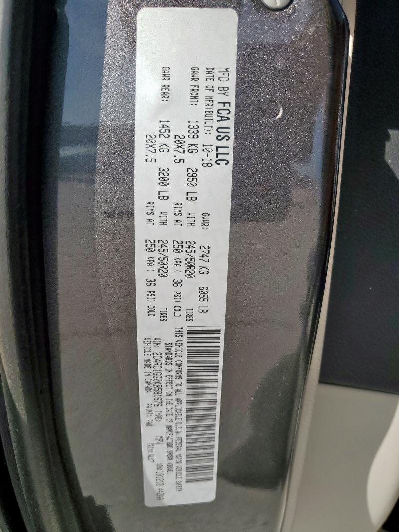 2C4RC1GG0KR581676 - 2019 CHRYSLER PACIFICA LIMITED GRAY photo 14