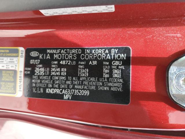 KNDPRCA63J7352099 - 2018 KIA SPORTAGE SX RED photo 12