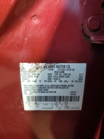 1FM5K7F89EGC39739 - 2014 FORD EXPLORER LIMITED 红色 照片 13