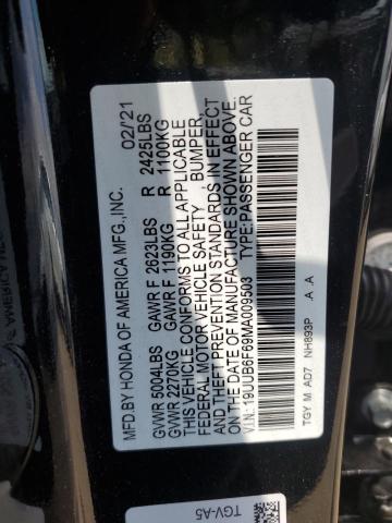 19UUB6F69MA009503 - 2021 ACURA TLX ADVANCE BLACK photo 12