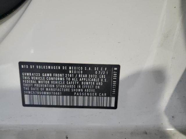 3VWC57BU0MM070461 - 2021 VOLKSWAGEN JETTA S WHITE photo 12