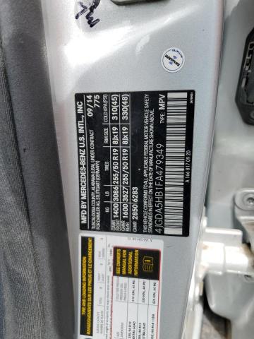 4JGDA5HB1FA479349 - 2015 MERCEDES-BENZ ML 350 4MATIC SILVER photo 13