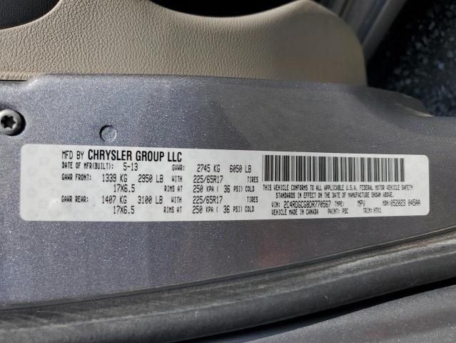 2C4RDGCG8DR770567 - 2013 DODGE GRAND CARA SXT SILVER photo 13