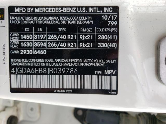 4JGDA6EB8JB039786 - 2018 MERCEDES-BENZ GLE 43 AMG WHITE photo 13