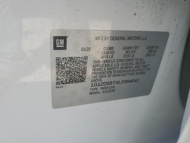 1G1ZD5STXLF094043 - 2020 CHEVROLET MALIBU LT 白色 照片 12