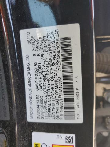 1HGCV1F31JA183993 - 2018 HONDA ACCORD SPORT Noir photo 12