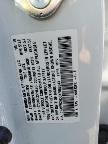 7FARW2H55KE062343 - 2019 HONDA CR-V EX WHITE photo 14