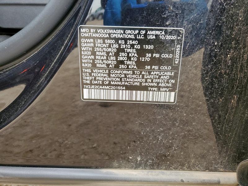 1V2JE2CA4MC201554 - 2021 VOLKSWAGEN ATLAS CROS SE Սև լուսանկար 13