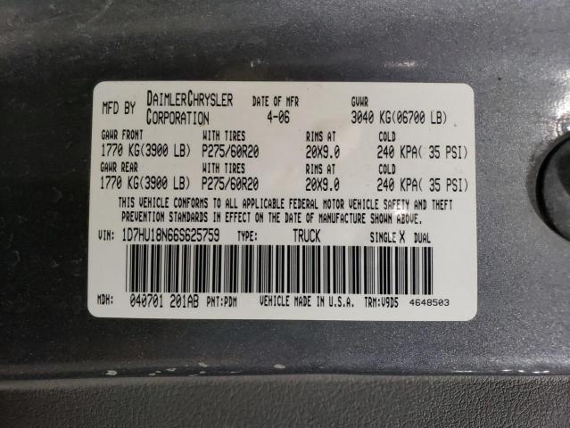 1D7HU18N66S625759 - 2006 DODGE RAM 1500 ST CHARCOAL photo 12