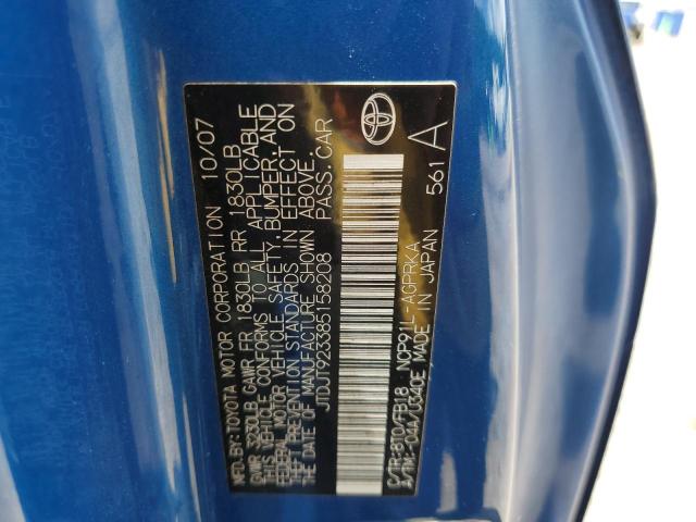 JTDJT923385158208 - 2008 TOYOTA YARIS BLUE photo 12