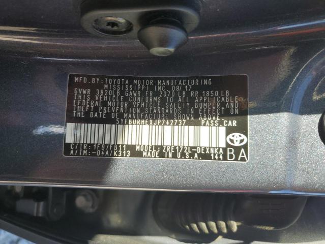 5YFBURHEXJP742737 - 2018 TOYOTA COROLLA L BLUE photo 12