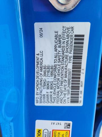 19XFL2H88RE035977 - 2024 HONDA CIVIC SPORT BLUE photo 13