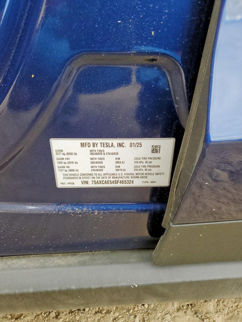 7SAXCAE54SF465324 - 2025 TESLA MODEL X BLUE photo 14