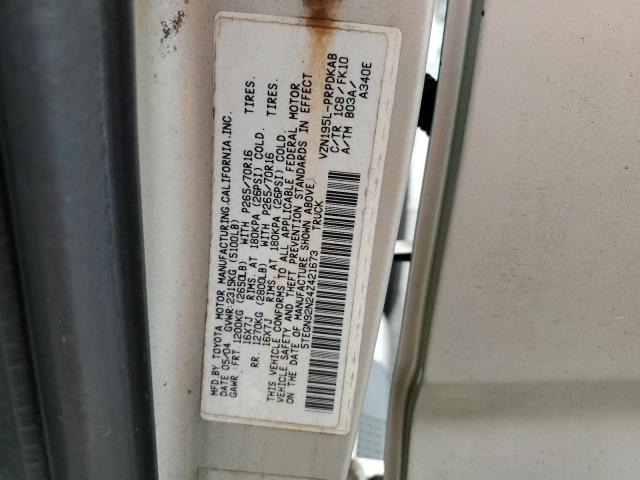 5TEGN92N24Z421673 - 2004 TOYOTA TACOMA DOUBLE CAB PRERUNNER SILVER photo 12