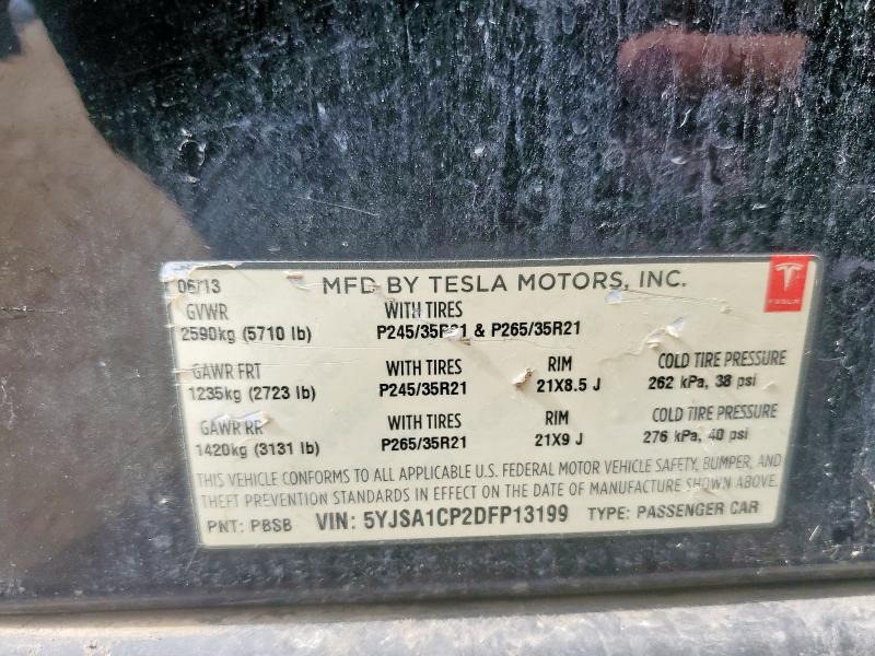 5YJSA1CP2DFP13199 - 2013 TESLA MODEL S 黑色 照片 13