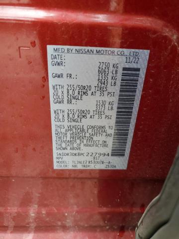 5N1DR3DK8PC227994 - 2023 NISSAN PATHFINDER PLATINUM Kasztanowy zdjęcie 13