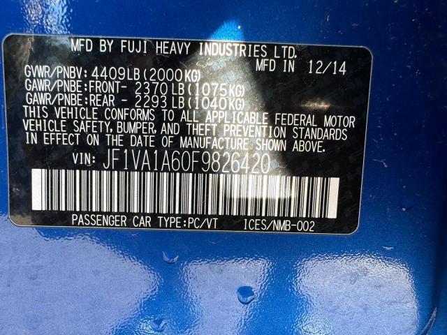 JF1VA1A60F9826420 - 2015 SUBARU WRX BLUE photo 10