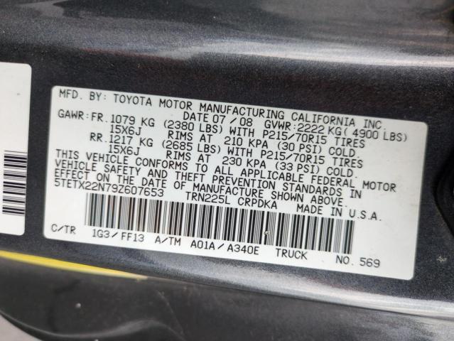 5TETX22N79Z607653 - 2009 TOYOTA TACOMA ACCESS CAB Մոխրագույն լուսանկար 13