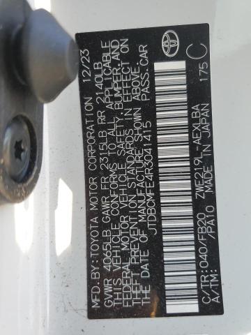 JTDBCMFE4R3041415 - 2024 TOYOTA COROLLA LE WHITE photo 13